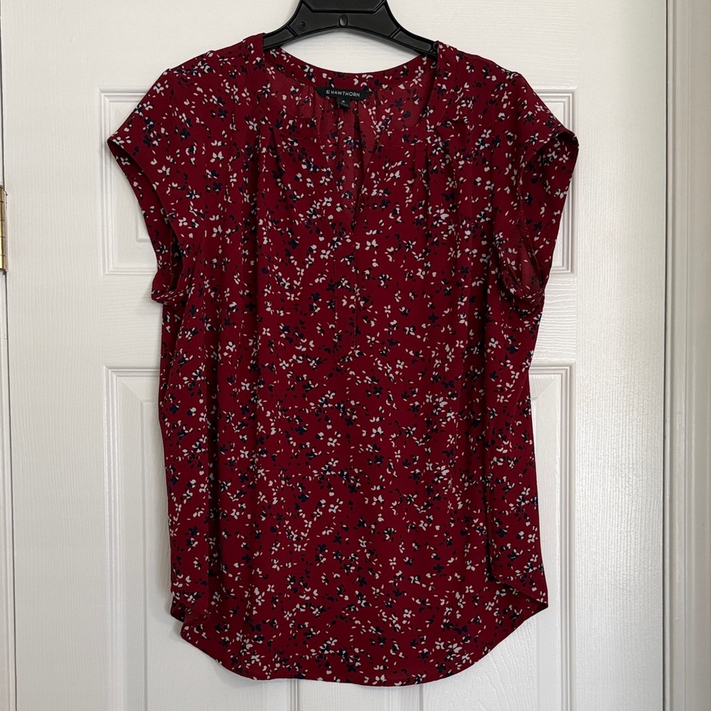 41 Hawthorn Deep Red Floral Blouse